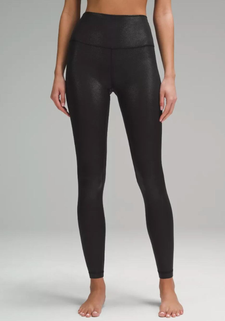 Lululemon Wunder Train High Rise Tight 25 Foil Black Shine Leggings 6 Everlux